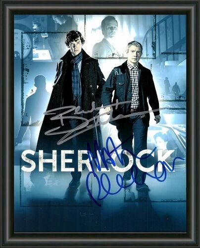 SHERLOCK HOLMES B CUMBERBATCH & M MAN SIGNED A4 Photo Poster painting POSTER  POST