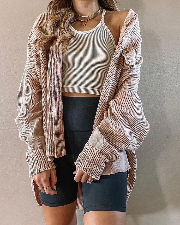 Pink Knit Sweet Casual Personality Jacket