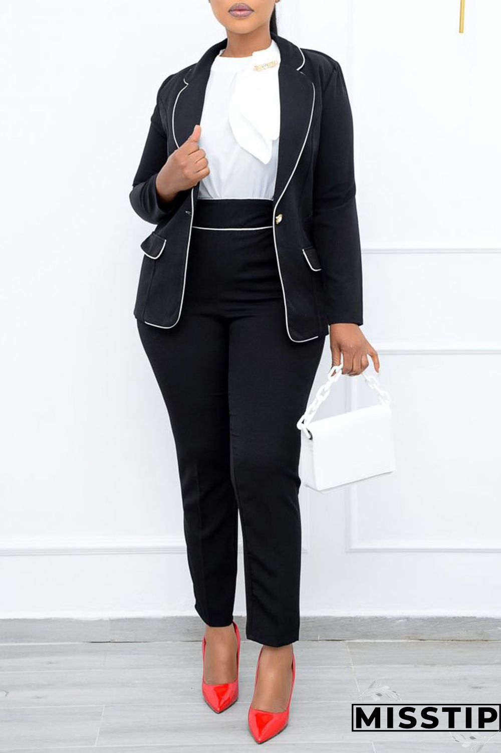 Army Green Casual Work Solid Patchwork Buttons Turn-back Collar Long Sleeve Two Pieces