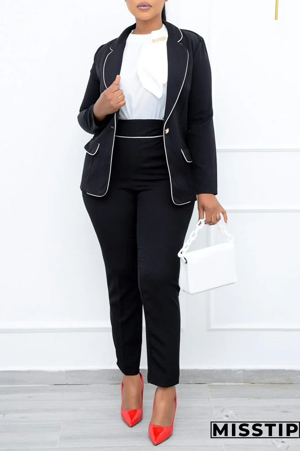 Army Green Casual Work Solid Patchwork Buttons Turn-back Collar Long Sleeve Two Pieces