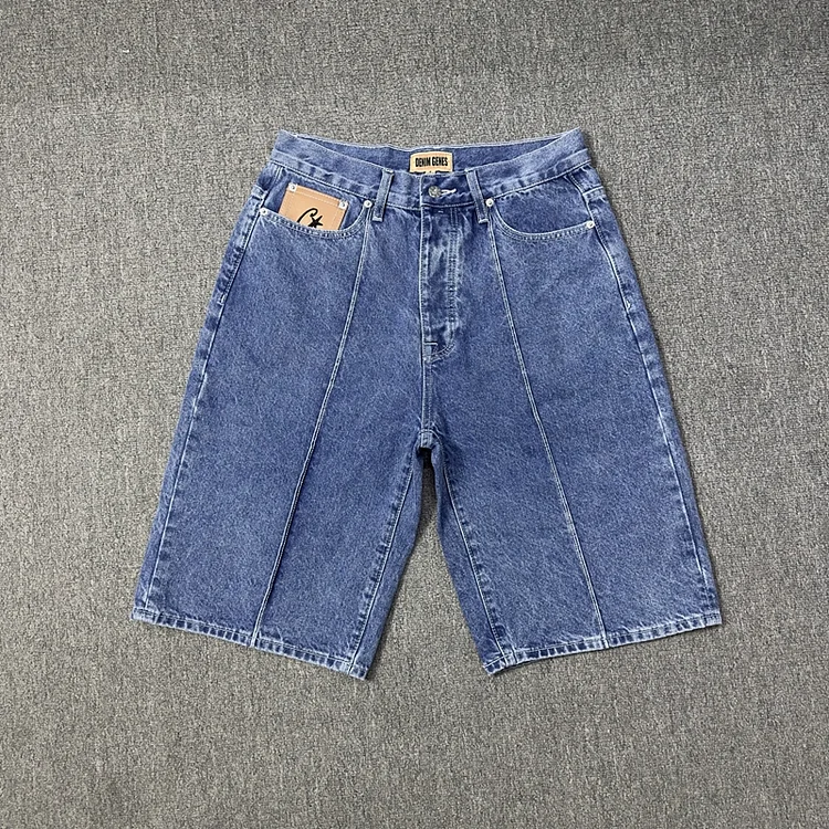 Men's Corteiz Devil Denim Jeans Trendy Star Embroidery Retro Casual Shorts Pants 