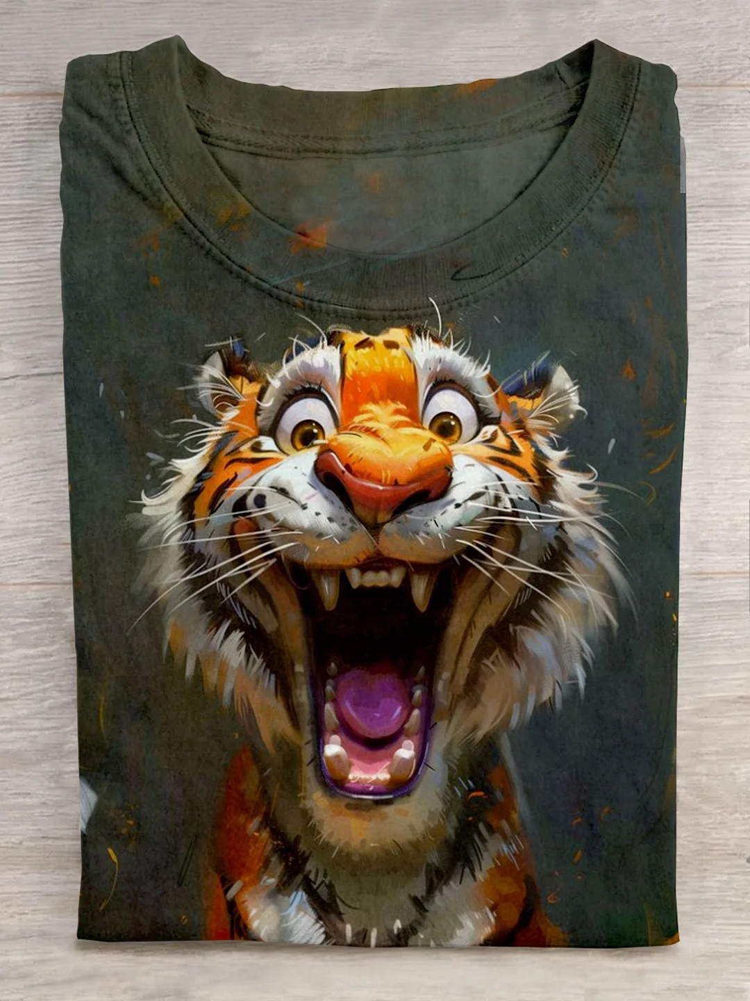 Funny Tiger Art Print Casual Short Sleeve T-shirt Eagerlys