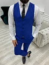Lambrusco Blue Slim Fit Peak Lapel Striped Suit