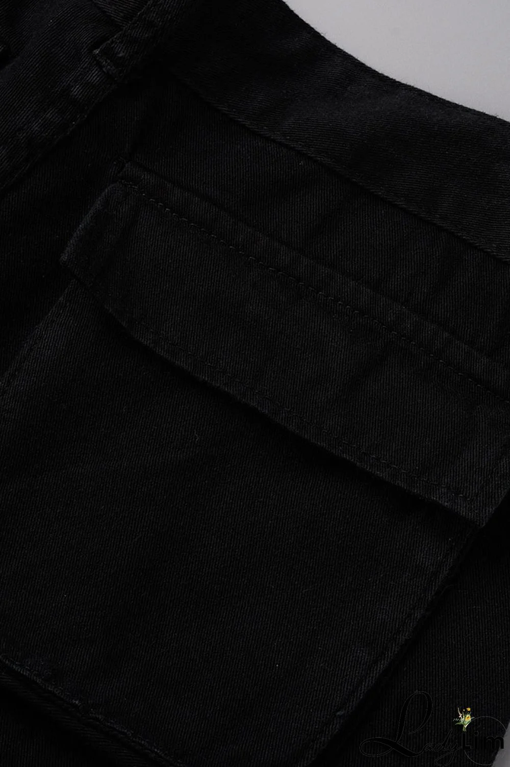 Green Street Solid Patchwork Pocket High Waist Straight Solid Color Bottoms