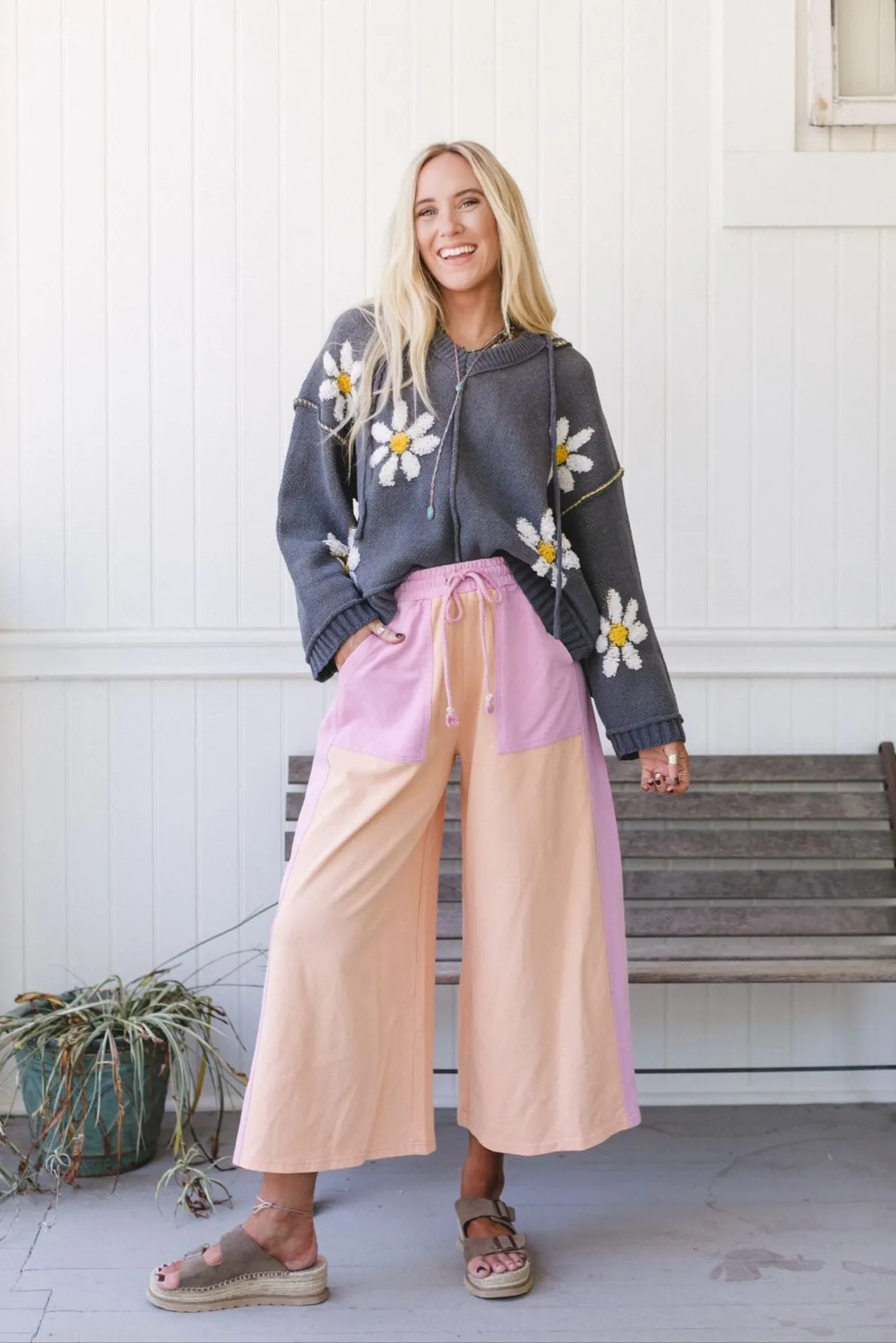 The Nest Breeze Lounge Wide Leg Pants - Orange Purple