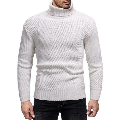 Men's Casual Sweater with High Round Neck