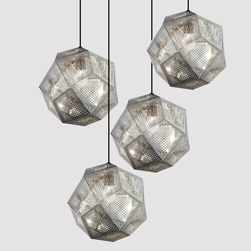 Modern Industrial Pendant Lights Hotel/Restaurant/Bar Pendant Lamps Gold/Silver Stainless Steel Art Geometry Net Lighting
