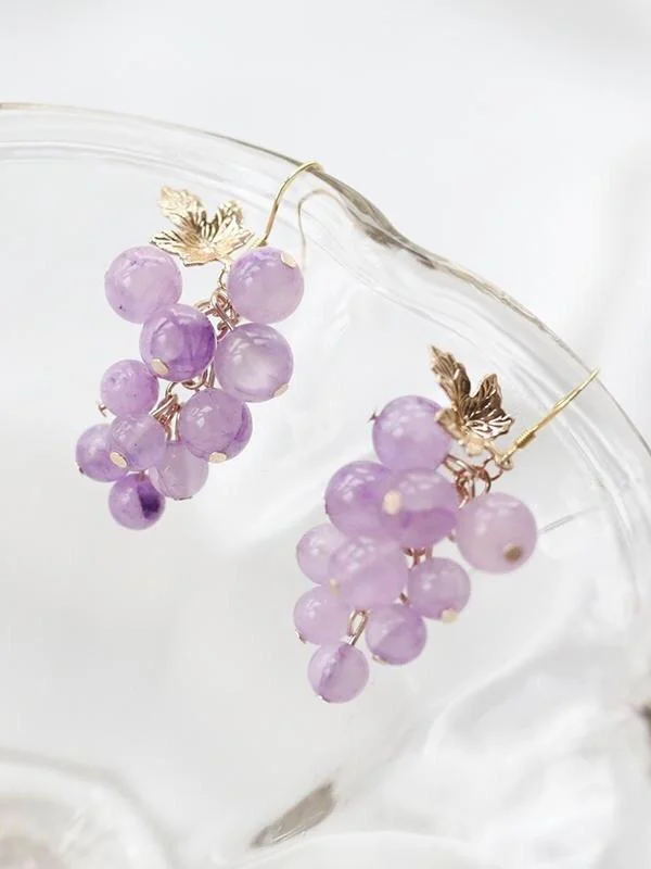 Crystal Grapes Purple Earrings/Ear Clips SP18238