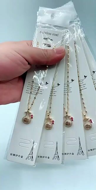 Chinese Fukubukuro Cubic Zircon Gold-plated Necklace