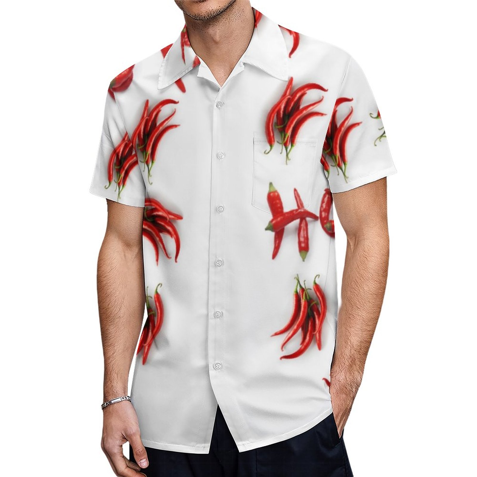 Hot Chili Pepper Hawaiian Shirt Mens Button Down Plus Size Tropical Hawaii Beach Shirts