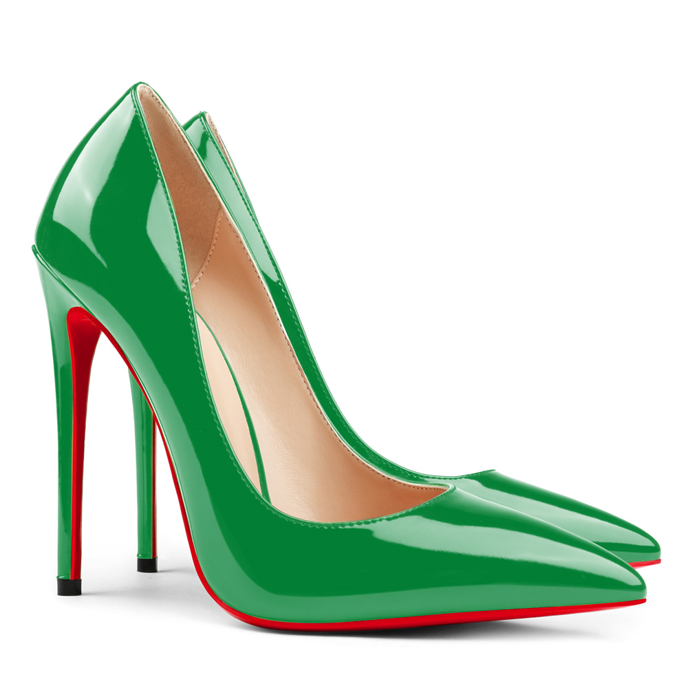 120mm Red Bottom Women's Pointy Toe Party Wedding Patent High Heels-MERUMOTE
