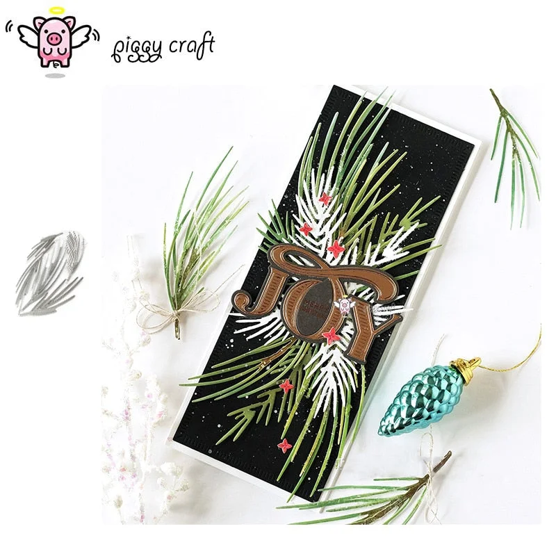 Piggy Craft metal cutting dies cut die mold Pine branch decoration Scrapbook paper craft knife mould blade punch stencils dies