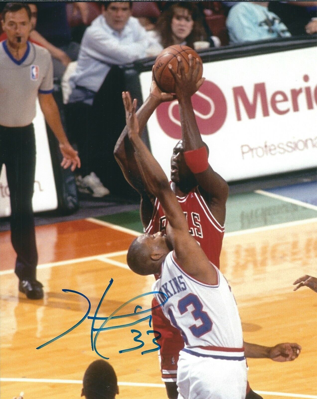 Autographed HERSEY HAWKINS Philadelphia 76ers 8x10 Photo Poster painting w/COA