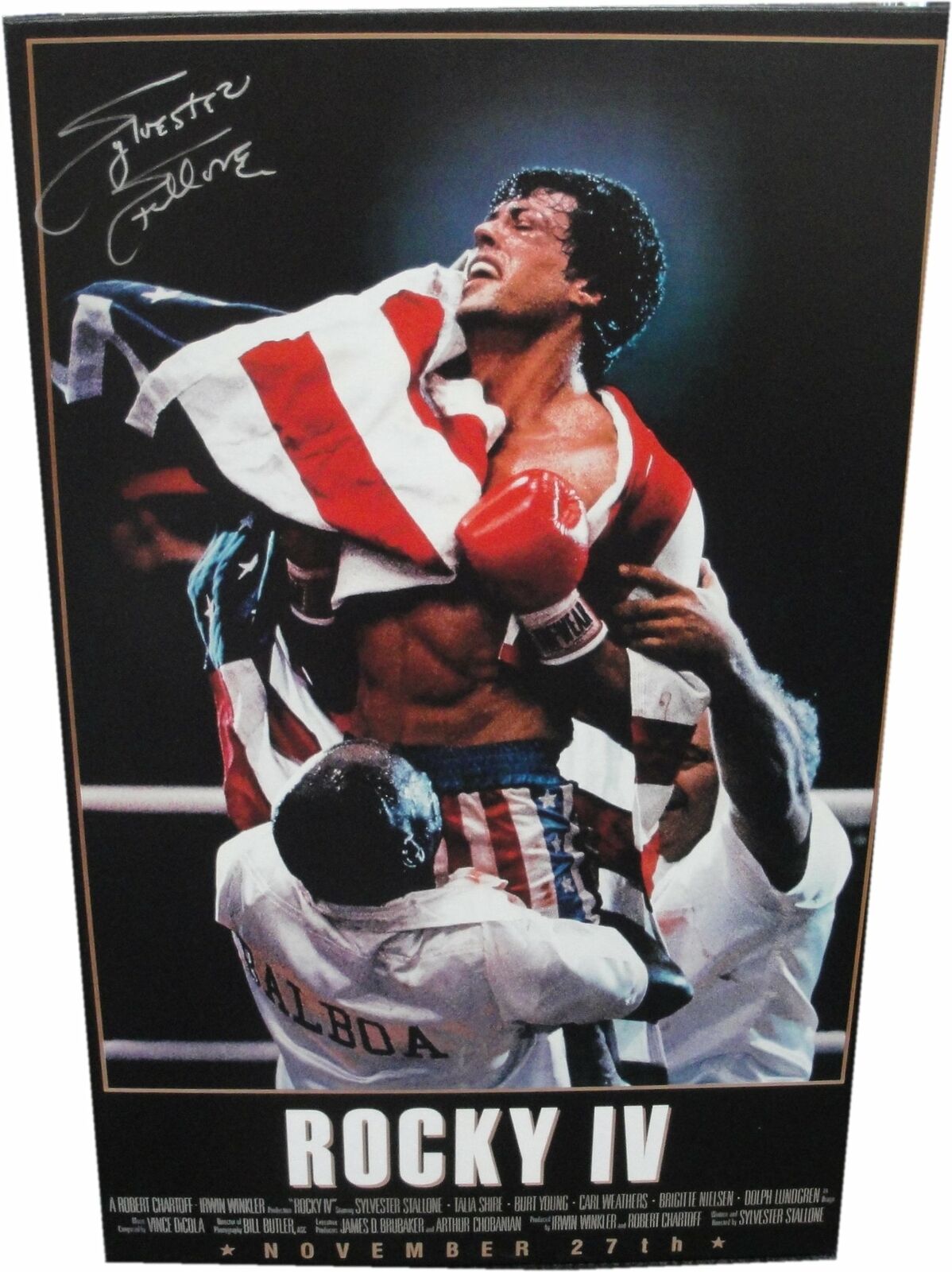 Sylvester Stallone Autographed 25X40 Canvas Print Rocky IV COA Cardboard Legends