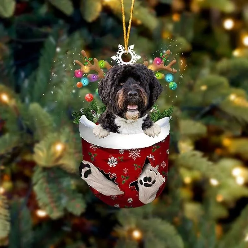 VigorDaily Portuguese Water Dog In Snow Pocket Christmas Ornament SP138