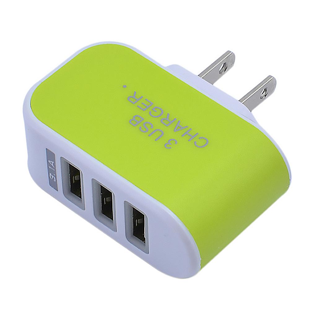 

3 Ports USB Travel Wall Charger 5V 1A Fast Charging Charger US Plug (Green), 501 Original
