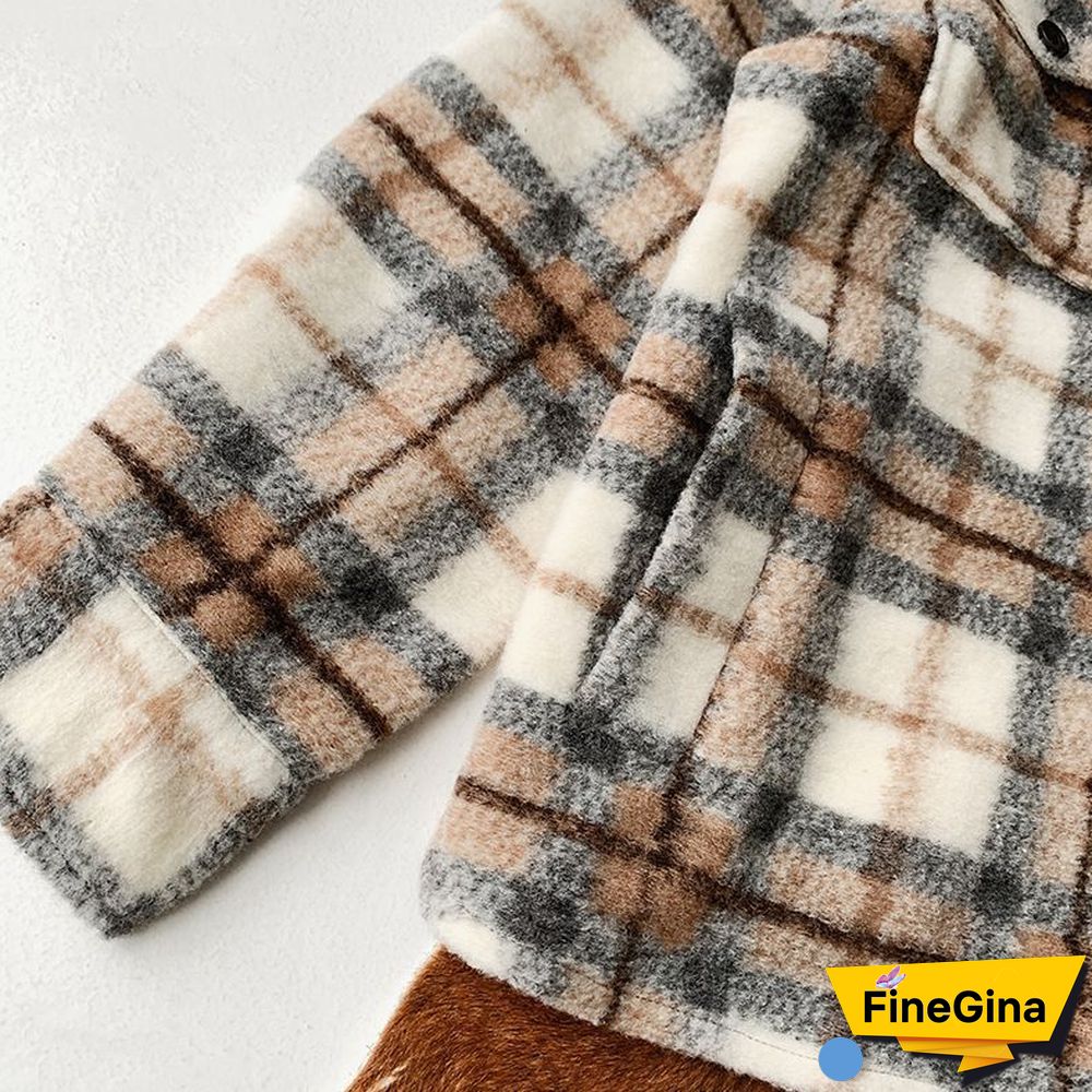 Dyed Pocket Overshirt Check Wool Blend Shirt Jacket