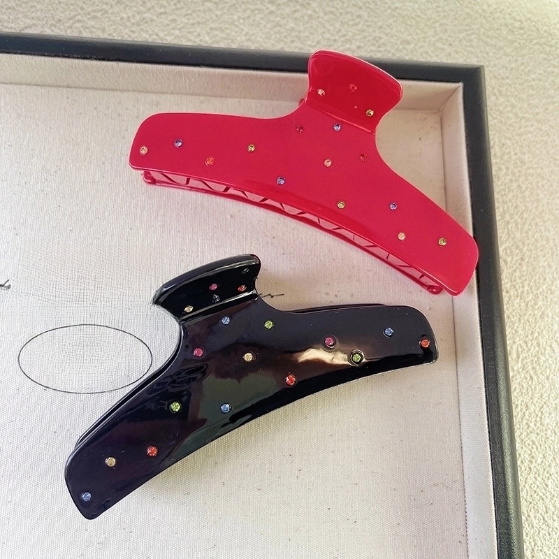 Minimalist Classic Style Solid Color Acetic Acid Sheets Inlay Rhinestones Hair Claws 1 Piece