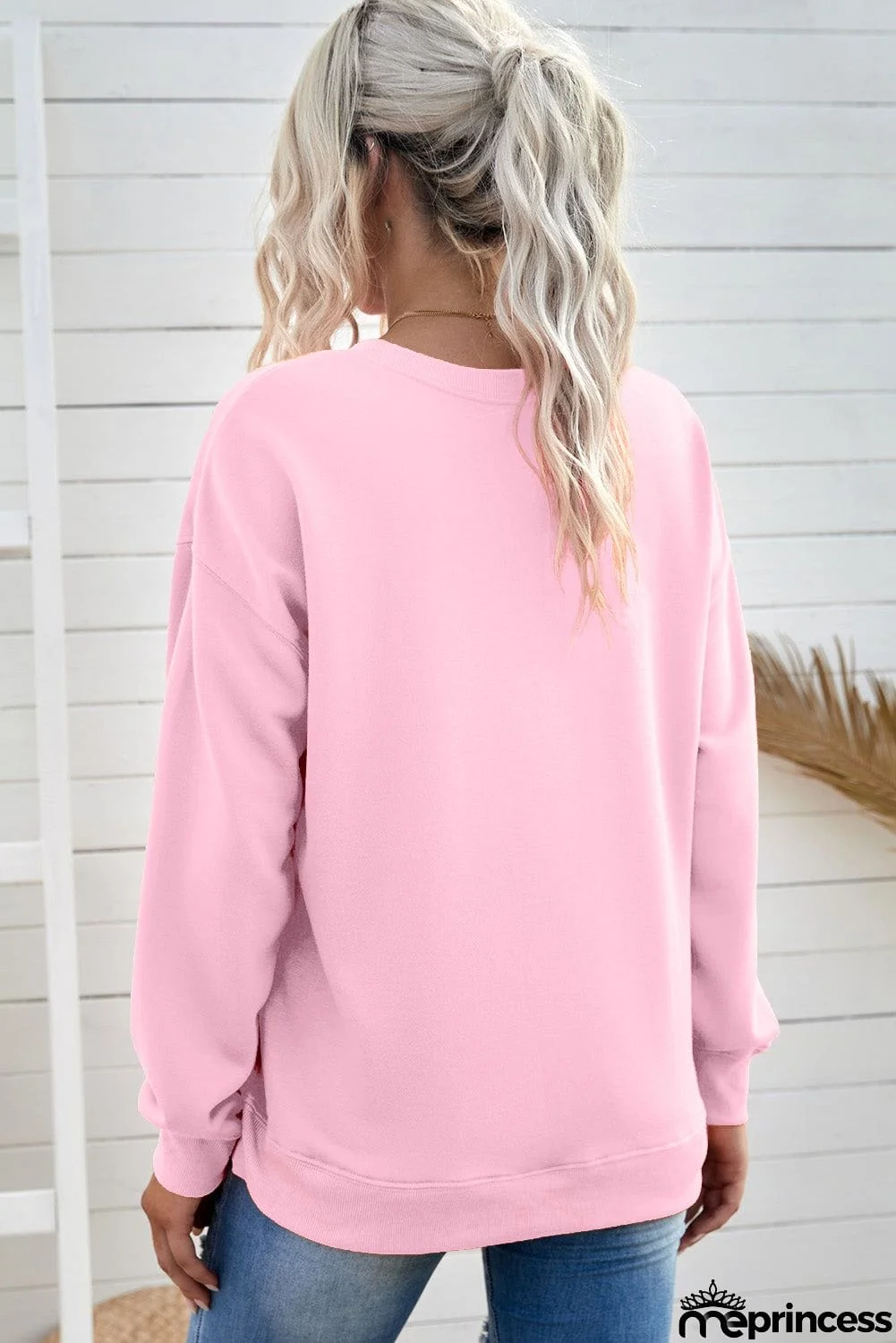 Merry Letter Print Long Sleeve Pullover Sweatshirt