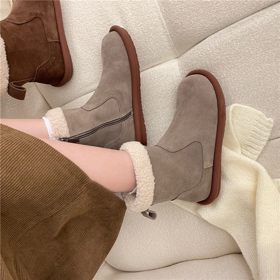 Yyvonne Boots Women 2025 Winter New Sen Series Retro Plus Velvet Cotton Shoes Soles Of Casual Hair To Keep Warm Short Boots Women