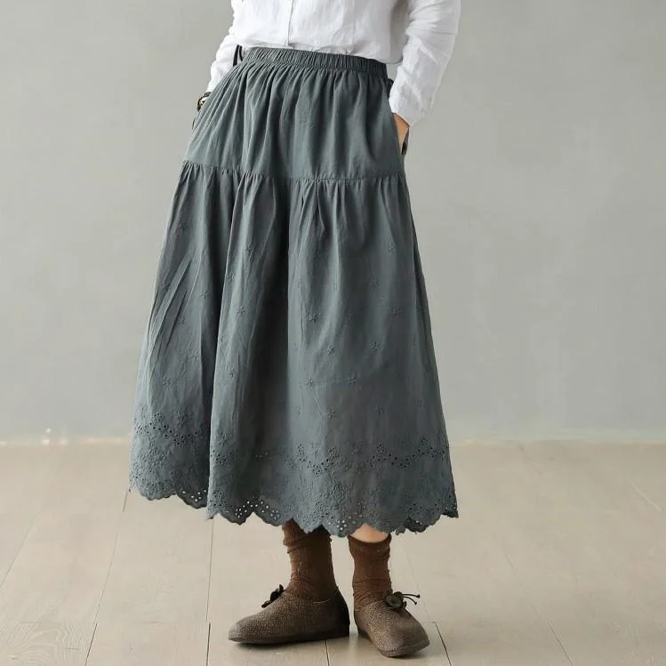 Queenfunky cottagecore style Vintage Cotton Skirt QueenFunky