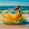 Beach Dress Girl-11CT Stamped Cross Stitch 45*45cm/17.72*17.72in