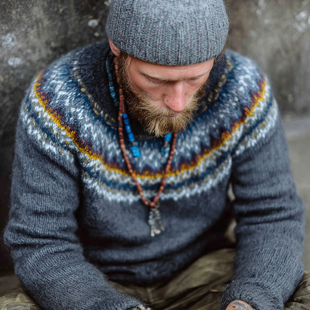 Vintage Fair Isle Norwegian Knit Jacquard Crew Neck Sweater elevenforest