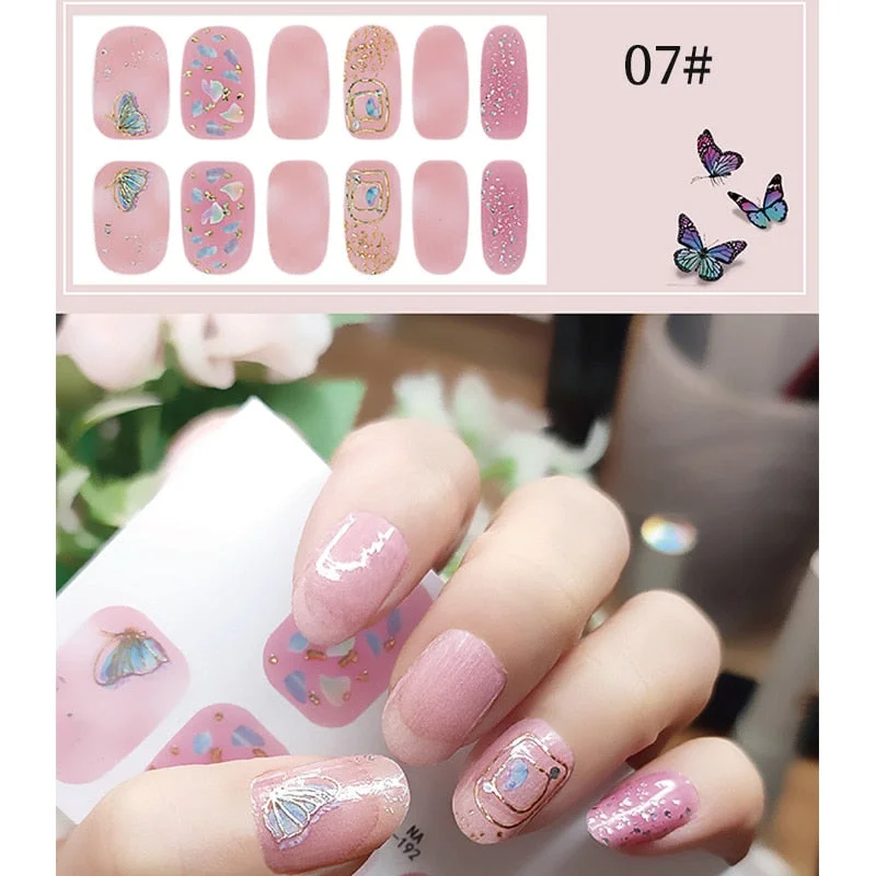 New Designs Full Cover Nail Stickers Fashion Flowers Nail Sticker Set Self Adhesive Manicure Decoracion Nail Strips-Nail Inspo
