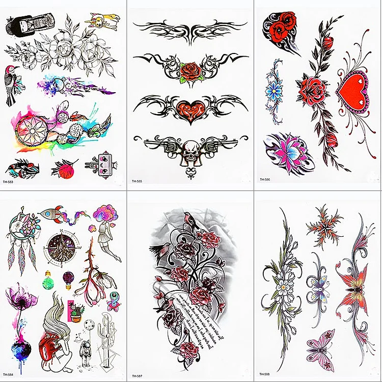 Waterproof Temporary Tattoo Sticker Butterfly Flower Wing Fake Tatto Flash Tatoo Tatouage Temporaire Back Chest For Women Girl