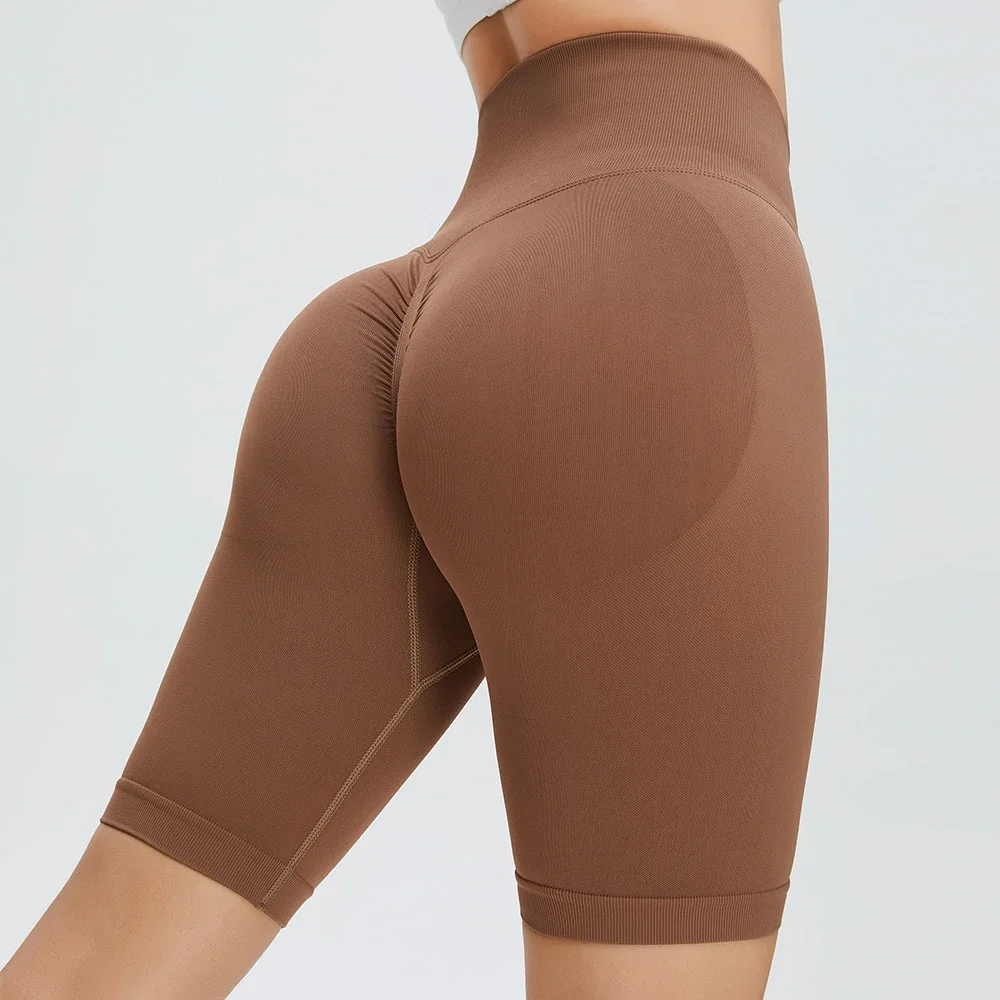Mocha scrunch seamless shorts at Hergymclothing sportswear online shop