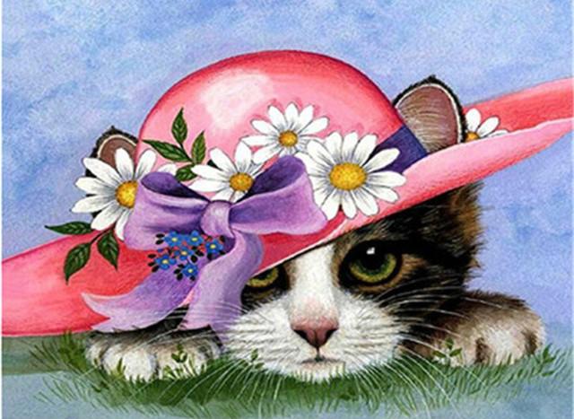 

Cat With Flower Hat – Paint By Numbers - 40*50CM, 501 Original