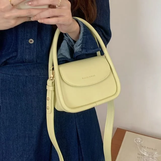 Bag Handle Crossbody Leather Faux Top Flap