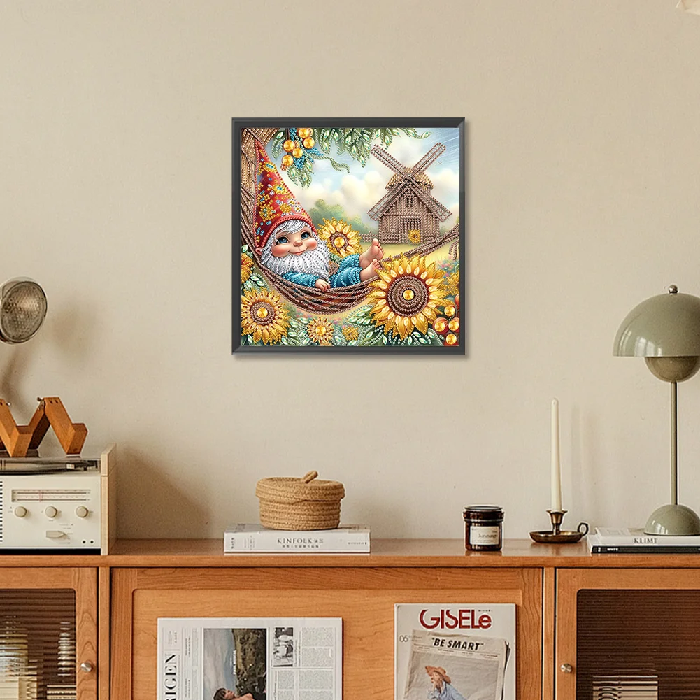 Diamond Painting - Partial Special Shaped Drill - Sunflower Gnome(Canvas|30*30cm)