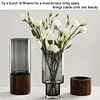 Wooden Base Glass vases, Glass vases for Flowers, vases for Flowers, Ideal Gift for Friends and Family in The Bedroom and Living Room