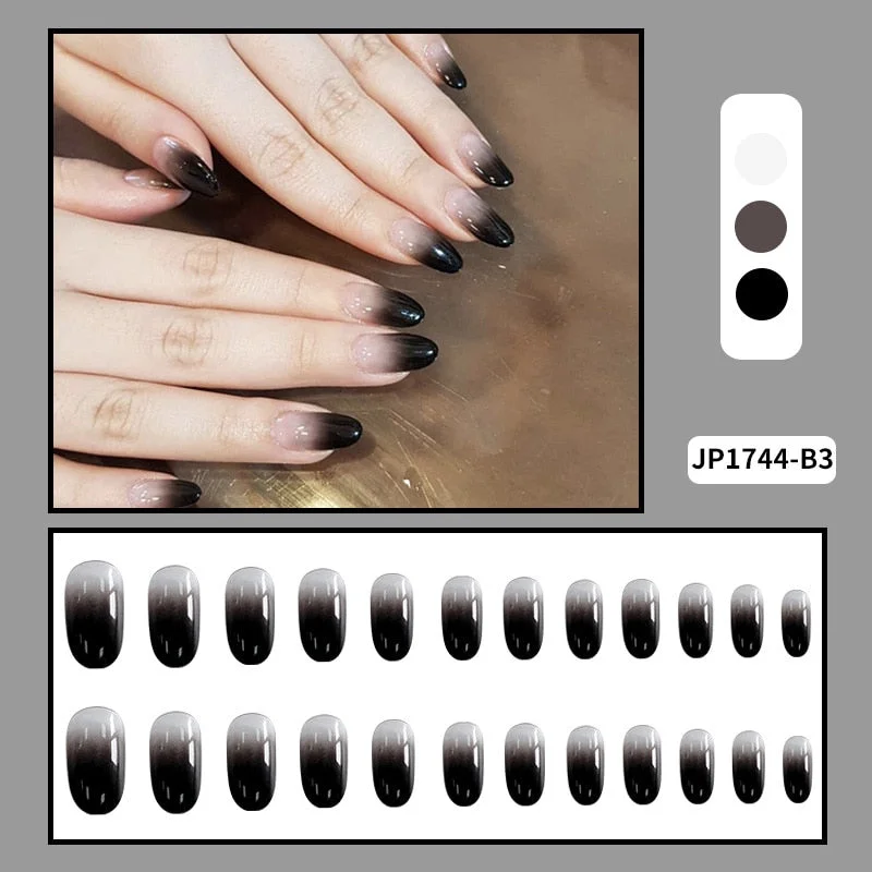 24PCS Dark Punk False Nails with Glue Gradient Long Detachable Fire Stick on Nails Skull Flame  Art DIY Fashion Manicure Tool-Nail Inspo