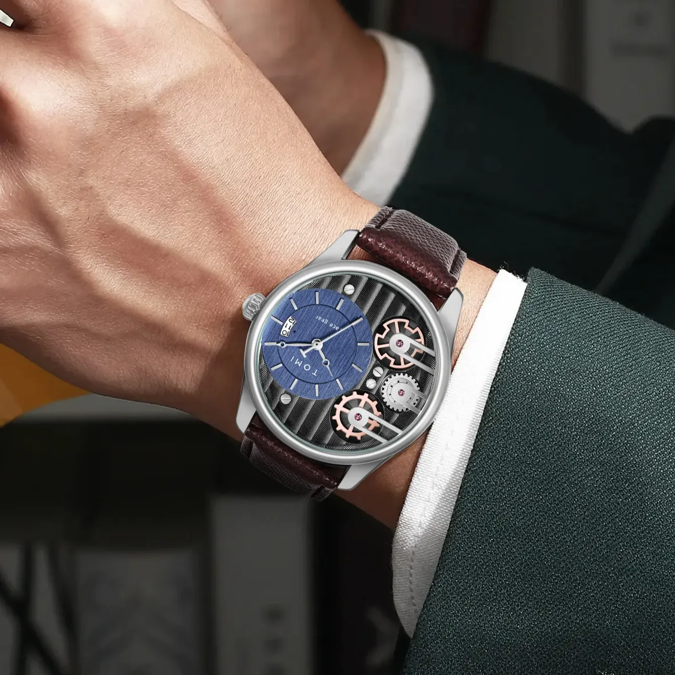 Men's Gearline Quartz Watch &ndash; Textured Dial & Leather Strap &ndash; view 2