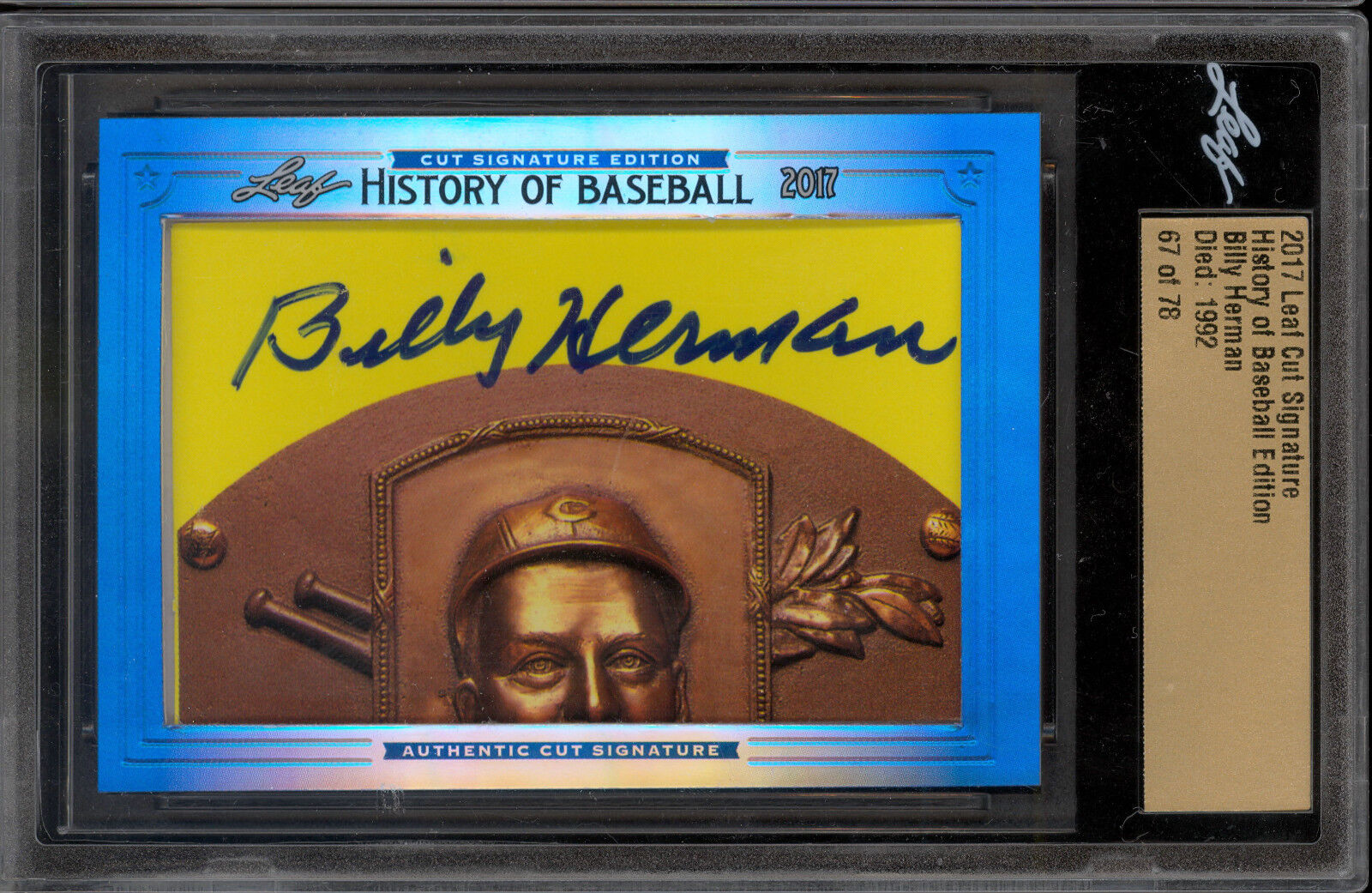 2017 Leaf History of Baseball Cut Signature Edition BILLY HERMAN AUTOGRAPH 67/78