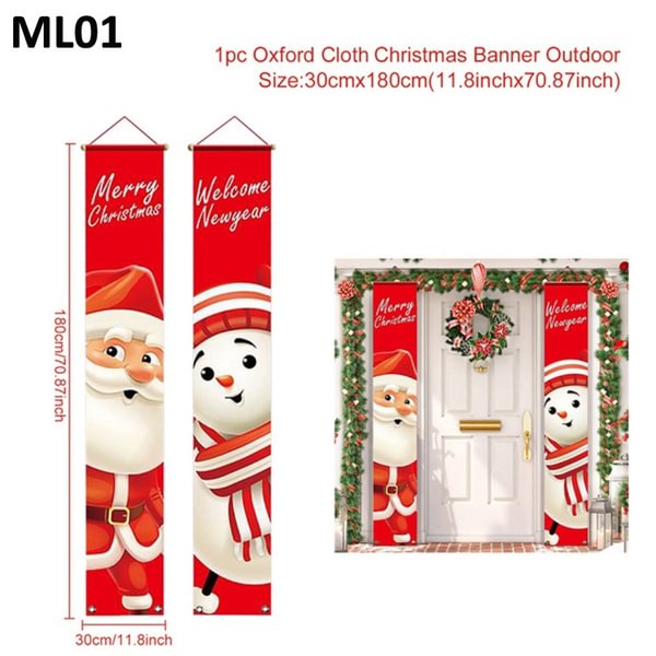 Welcome Merry Christmas Hanging Door Banner Ornaments Christmas Decorations for Home Outdoor Xmas Decor Happy New Year