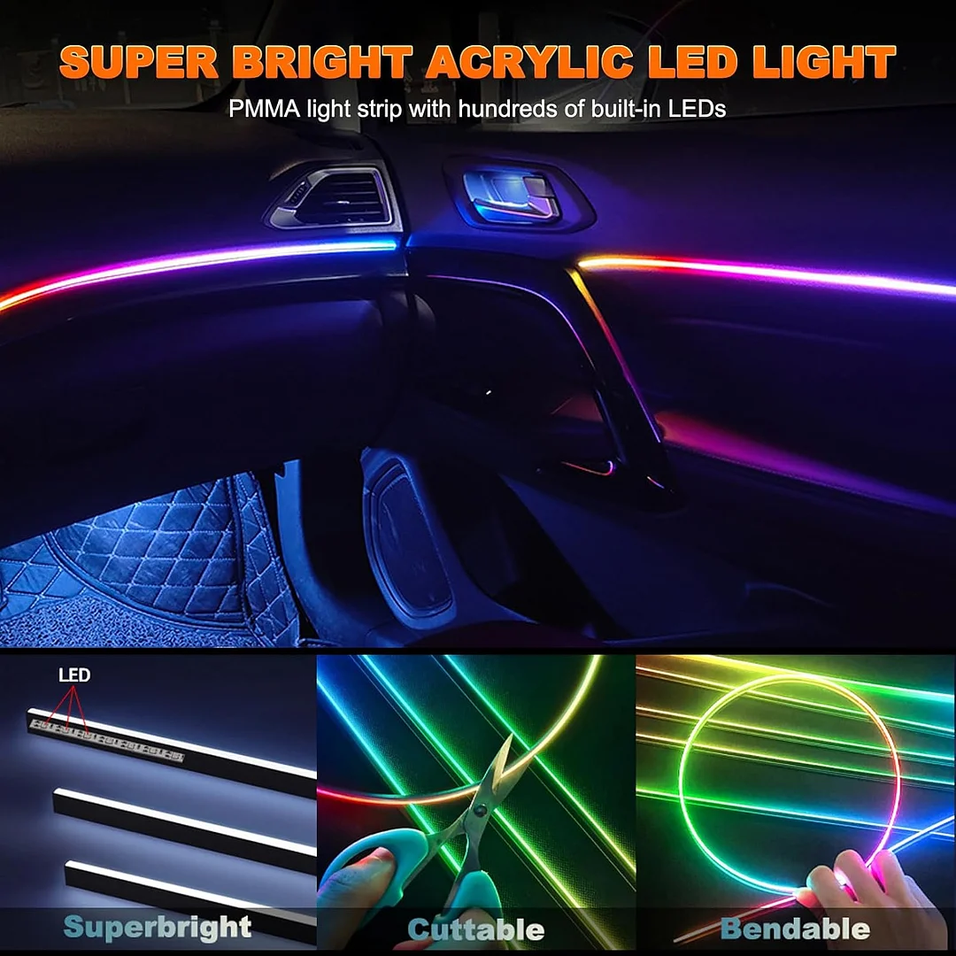 Automotive interior LED light strips