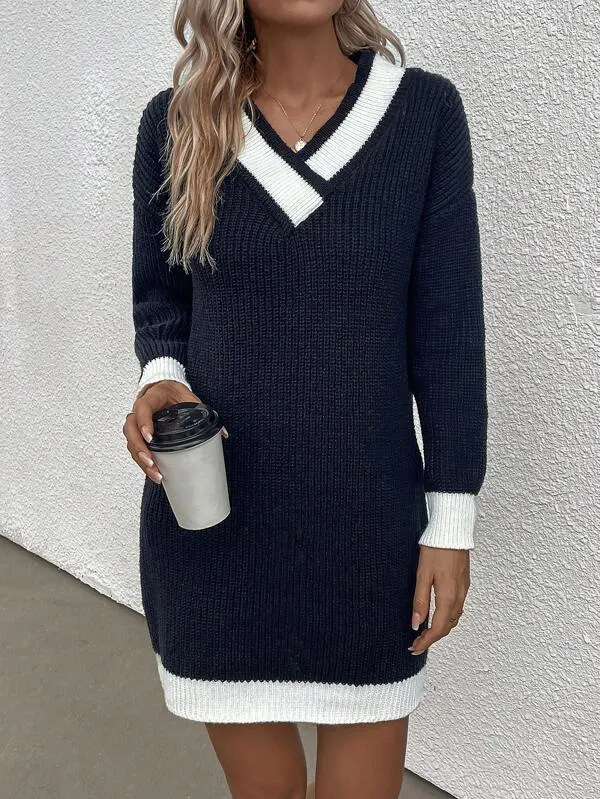 Popular Long Sleeve Sweater Mini Dress