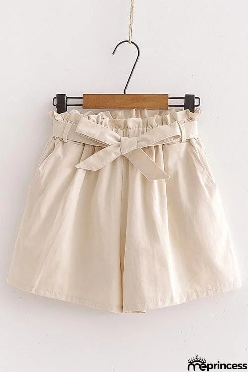 Bow Tie Elastic Waist Shorts