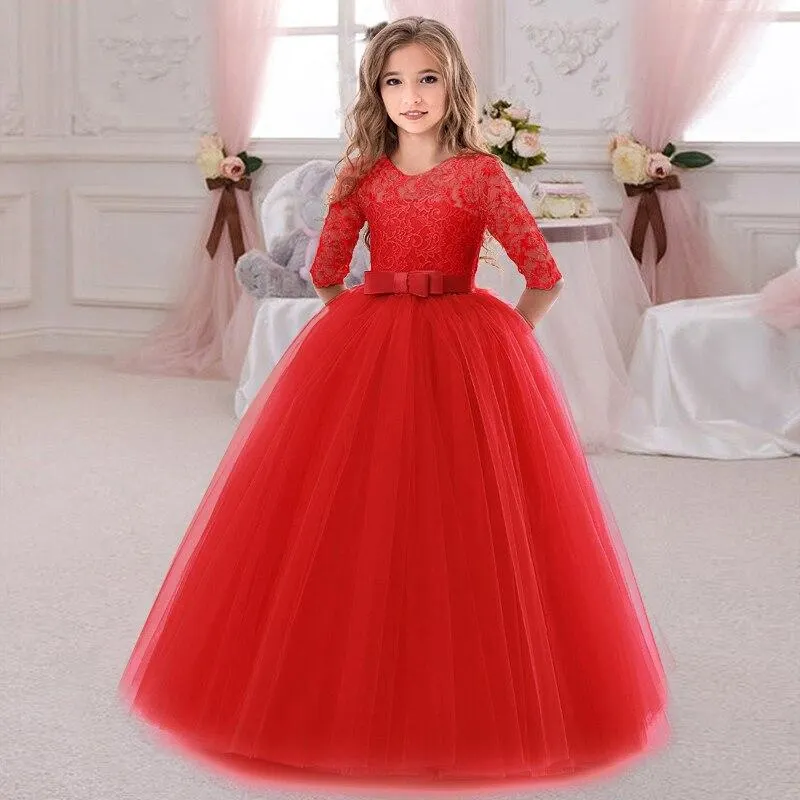 2021 Summer White Bridesmaid Girl Party Dress Wedding Dress Kids Dresses For Girls Children Clothing Princess Dress 10 12 Years
