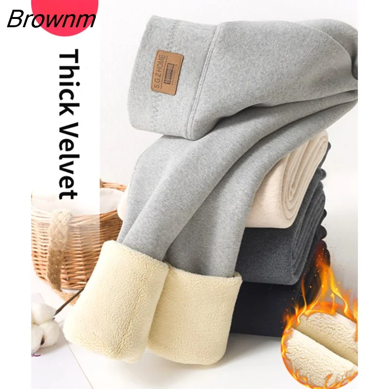 Brownm Women's Winter Leggings Slimming Velvet  Skinny Thick Warm Stretchy Leggings for Women Thermal Pants Grey Tight Leggings 2023