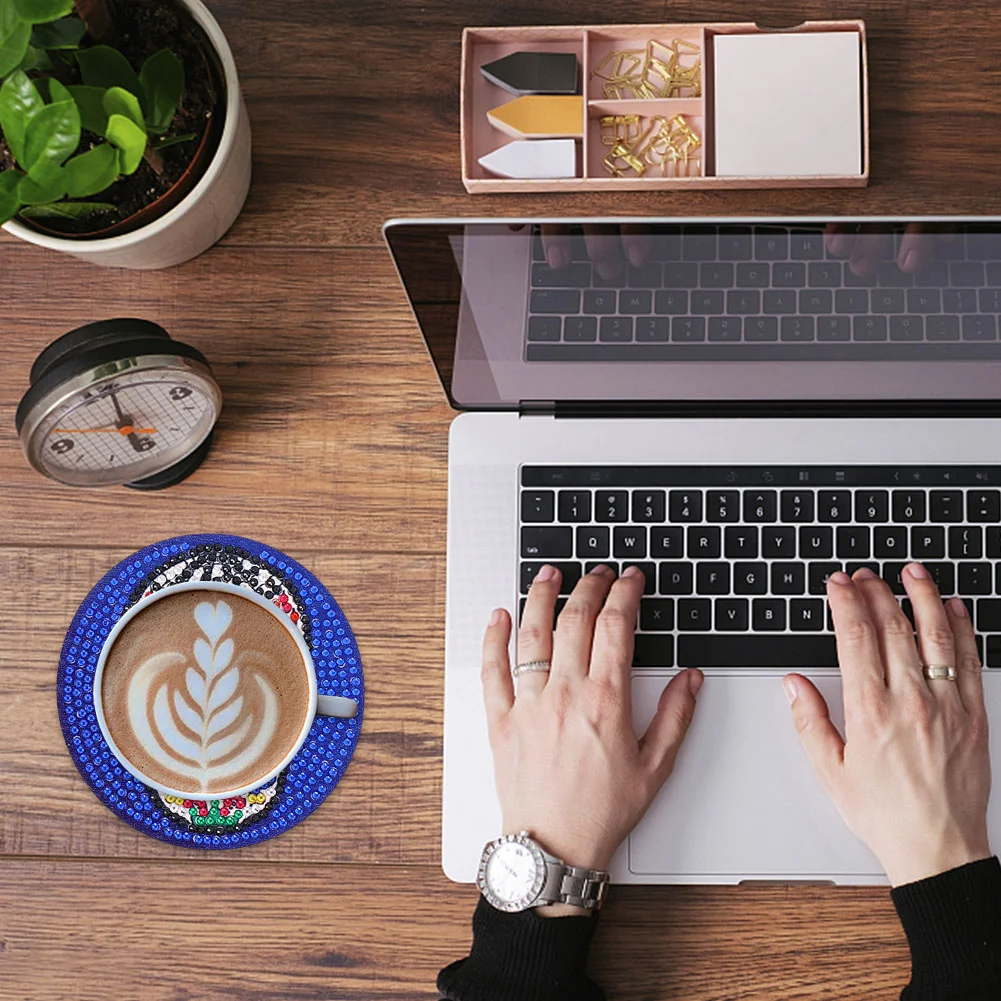 6pcs/set Skull DIY Diamond Painting Coaster Round Cup Cushion Home Decor