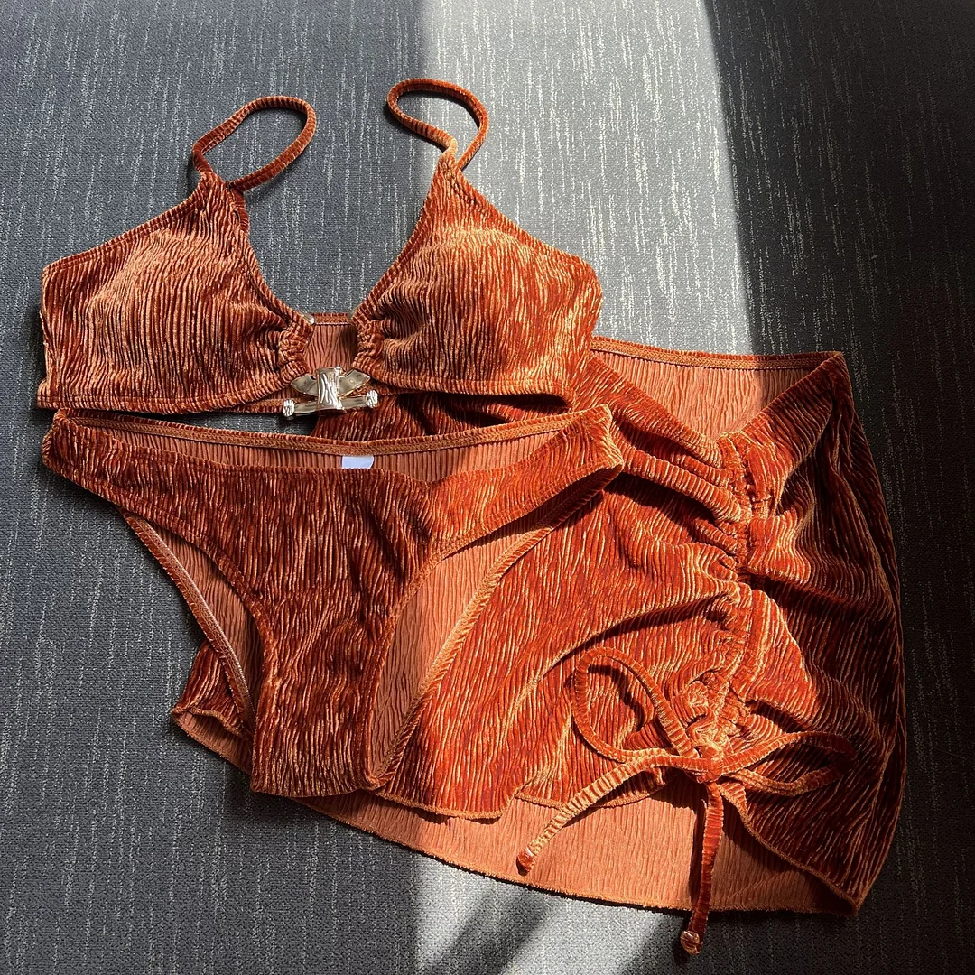 Uveng New Summer Small Freshness In Wind Three-Piece Swimsuit Bikini Bikini