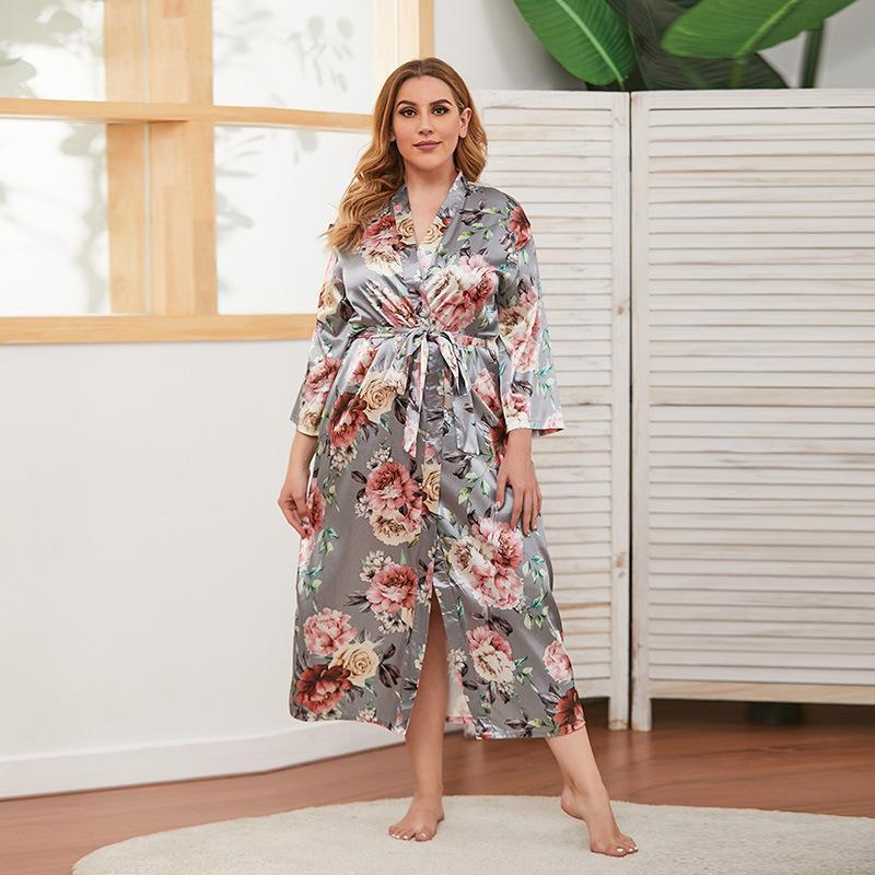  thdmladies Imitation Silk Flower Sleepwear thedmladies