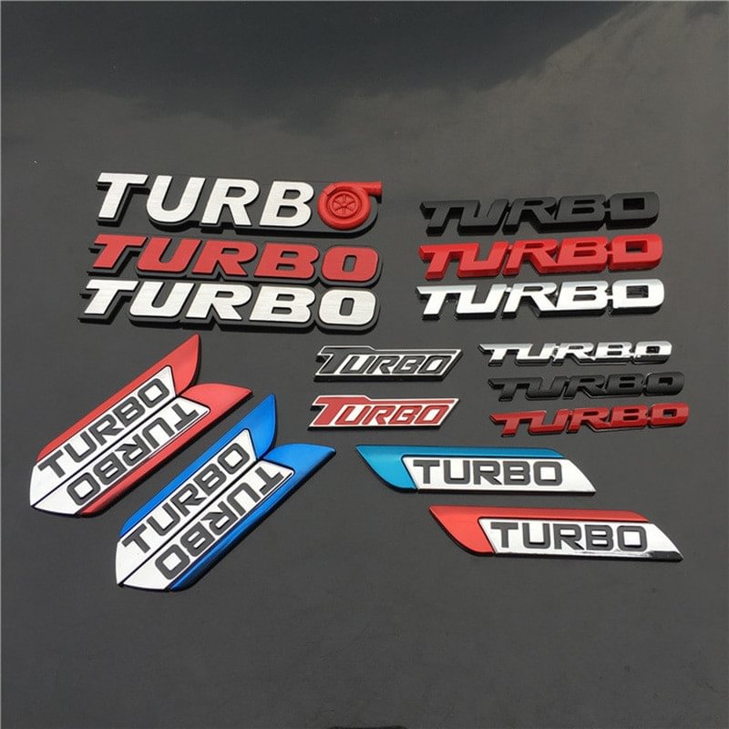 TURBO Emblem Chrome Metal Zinc Fender Trunk 3D Sticker for Cruze Geely BMW Benz Audi VW voiturehub dxncar