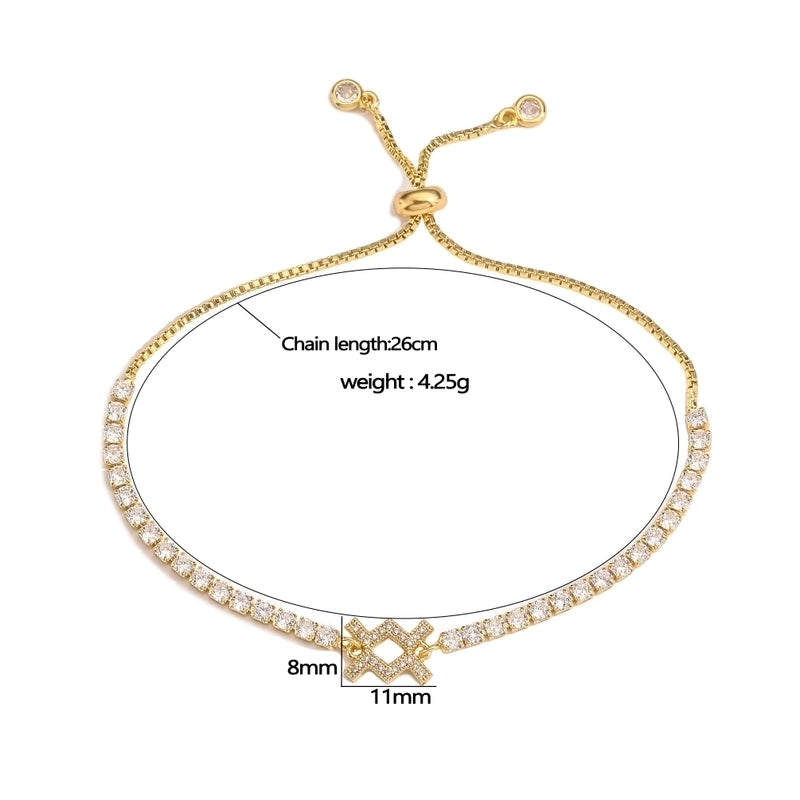 Copper 18K Gold Plated Casual Minimalist Classic Style Plating Inlay Constellation Zircon Drawstring Bracelets