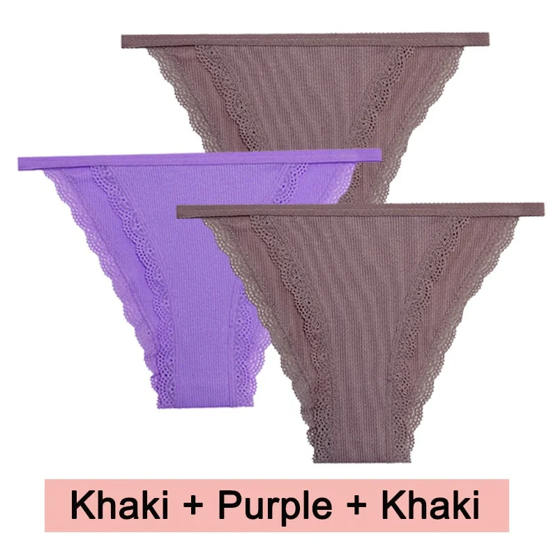 3PCS/Set Lace Women Panties Cotton Underwear Female Lingerie Sexy Panties for Female Intimates Finetoo Ladies Lace Pantys S-XL