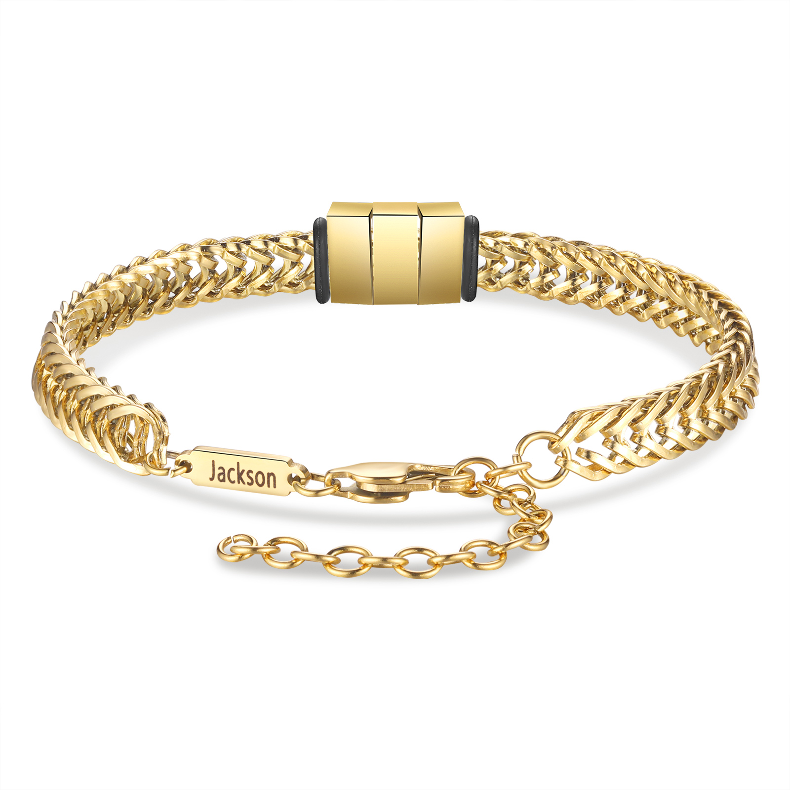 Braccialetto acciaio inox personalizzato con 4 nomi per uomo